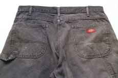 画像5: Dickiesディッキーズ ブリーチ&ペンキ飛び ダック地 ペインターパンツ ボロ 黒 フェード W38★12 (5)