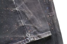 画像9: Dickiesディッキーズ ブリーチ&ペンキ飛び ダック地 ペインターパンツ ボロ 黒 フェード W38★12 (9)
