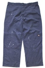 画像2: Dickiesディッキーズ ペンキ飛び ダブルニー ワークパンツ 紺 フェード W44★02 特大 (2)