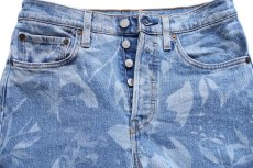 画像4: LEVI'Sリーバイス PREMIUM 501 S SKINNY BIGE フラワー リーフ 色落ち加工 ストレッチ デニムパンツ W27 L28 (4)