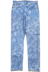 画像2: LEVI'Sリーバイス PREMIUM 501 S SKINNY BIGE フラワー リーフ 色落ち加工 ストレッチ デニムパンツ W27 L28 (2)