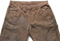 画像4: Dickiesディッキーズ ダメージ&汚れ ダック地 ペインターパンツ ボロ 焦げ茶 W34 L34★13 (4)
