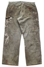画像3: Dickiesディッキーズ ペンキ飛び&ダメージ&汚れ ダック地 ペインターパンツ ボロ モスグリーン W38 L30★09 (3)