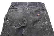 画像5: Dickiesディッキーズ ペンキ飛び&ダメージ ダック地 ペインターパンツ ボロ 黒 フェード W32 L34★10 (5)