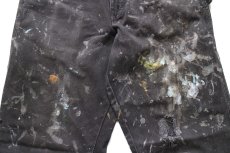 画像7: Dickiesディッキーズ ペンキ飛び&ダメージ ダック地 ペインターパンツ ボロ 黒 フェード W32 L34★10 (7)
