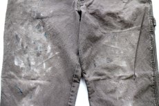 画像7: Dickiesディッキーズ ペンキ飛び&ダメージ ストレッチ ライトダック地 ペインターパンツ ボロ グレーブラウン フェード W32★16 (7)