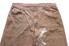 画像4: Dickiesディッキーズ ペンキ飛び ダック地 ペインターパンツ ボロ 焦げ茶 フェード W38 L32★15 (4)