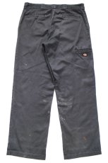 画像3: Dickiesディッキーズ ペンキ飛び&ダメージ ダブルニー ワークパンツ ボロ 黒 フェード W36 L32★01 (3)