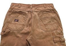 画像5: Dickiesディッキーズ ダメージ&汚れ ダブルニー ダック地 ペインターパンツ ボロ 茶 W38 L32★07 (5)