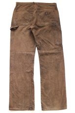画像3: Dickiesディッキーズ ダメージ&汚れ ダック地 ペインターパンツ ボロ 焦げ茶 W34 L34★13 (3)