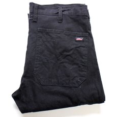 画像1: Dickiesディッキーズ ペンキ飛び ストレッチ ライトダック地 ワークパンツ 黒 W32 L32★17 (1)