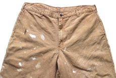 画像4: 00s Dickiesディッキーズ ペンキ飛び ダブルニー ダック地 ワークパンツ 茶 フェード W38 L30★18 (4)