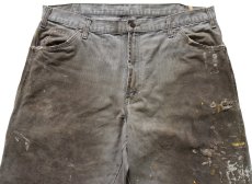 画像4: Dickiesディッキーズ ペンキ飛び&ダメージ&汚れ ダック地 ペインターパンツ ボロ モスグリーン W38 L30★09 (4)