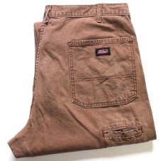 画像1: Dickiesディッキーズ ペンキ飛び ダック地 ペインターパンツ ボロ 焦げ茶 フェード W38 L32★15 (1)