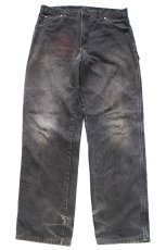 画像2: Dickiesディッキーズ ダメージ ダック地 ペインターパンツ ボロ 黒 フェード W36 L34★11 (2)