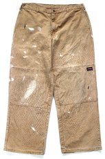 画像2: 00s Dickiesディッキーズ ペンキ飛び ダブルニー ダック地 ワークパンツ 茶 フェード W38 L30★18 (2)