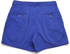 画像2: 80s USA製 ポロ ラルフローレン ツータック コットン チノ ショートパンツ 青 W32★ショーツ (2)