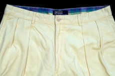 画像3: 90s ポロ ラルフローレン THE CLASSIC GOLF SHORT ツータック コットン ショートパンツ 薄黄 W34★ショーツ (3)