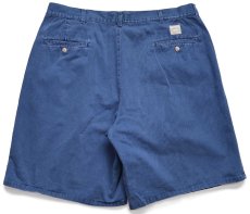 画像2: 90s USA製 ポロ ラルフローレン ツータック コットン チノ ショートパンツ 薄紺 フェード W36★ショーツ (2)