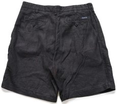 画像2: 00s NAUTICAノーティカ CLASSIC FIT ツータック リネン ショートパンツ 黒 W33★ショーツ (2)