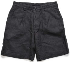 画像1: 00s NAUTICAノーティカ CLASSIC FIT ツータック リネン ショートパンツ 黒 W33★ショーツ (1)
