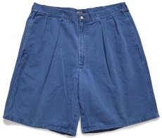 画像1: 90s USA製 ポロ ラルフローレン ツータック コットン チノ ショートパンツ 薄紺 フェード W36★ショーツ (1)