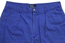 画像3: 80s USA製 ポロ ラルフローレン ツータック コットン チノ ショートパンツ 青 W32★ショーツ (3)