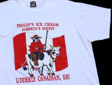 画像1: 90s カナダ製 PHILIP'S ICE CREAM アイスクリーム 牛 Tシャツ 白 XL (1)