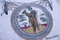 画像5: 90s USA製 SEDONA ARIZONA ドリームキャッチャー ネイティブ インディアン アート Tシャツ 杢ライトグレー L (5)