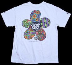 画像1: 90s Hanes SALTY Dog SURF SHOP フラワー柄 コットンTシャツ 白 L (1)