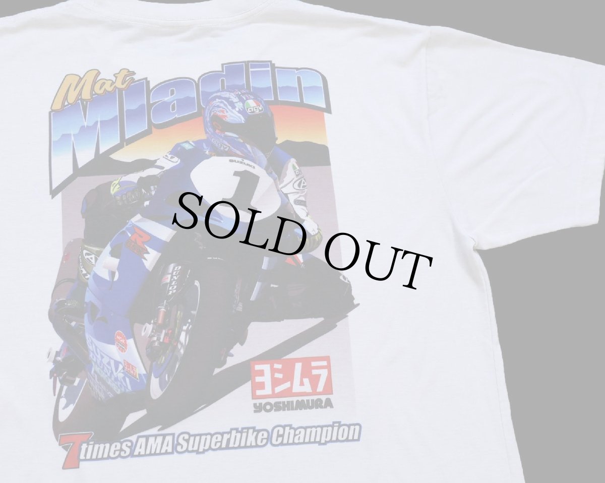 画像1: 00s Mat Mladin YOSHIMURA ヨシムラ SUZUKI スズキ 7times AMA Superbike Champion 両面 染み込みプリント ポリエステル Tシャツ XL (1)