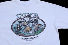 画像4: 90s USA製 DIVE HANAUMA BAY HAWAII スキューバダイビング 熱帯魚 コットンTシャツ 白 XL (4)