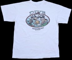 画像3: 90s USA製 DIVE HANAUMA BAY HAWAII スキューバダイビング 熱帯魚 コットンTシャツ 白 XL (3)
