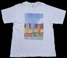 画像2: 90s USA製 THE LIVING DESERT 砂漠 サボテン コヨーテ アート コットンTシャツ 白 XL (2)
