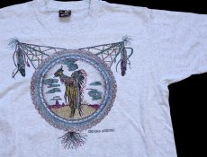 画像1: 90s USA製 SEDONA ARIZONA ドリームキャッチャー ネイティブ インディアン アート Tシャツ 杢ライトグレー L (1)