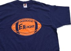 画像1: 90s USA製 EXLIGHT アメフト コットンTシャツ 紺 XL (1)