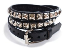 画像2: 新品★USA製 BRACKNEY LEATHER WORKS 1 PYRAMID スタッズ レザーベルト ブラック 34 (2)