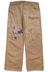 画像2: Dickiesディッキーズ ペンキ飛び ダック地 ペインターパンツ 茶 W40 L32★22 (2)