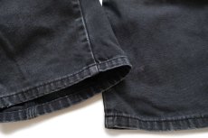 画像9: Dickiesディッキーズ ペンキ飛び ダブルニー ダック地 ペインターパンツ 黒 フェード W34 L30★25 (9)