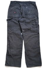 画像3: Dickiesディッキーズ ペンキ飛び ダブルニー ダック地 ペインターパンツ 黒 フェード W34 L30★25 (3)