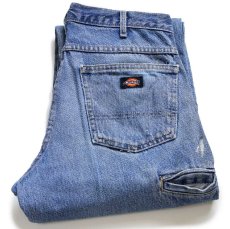 画像1: Dickiesディッキーズ ペンキ飛び&ダメージ ダブルニー デニム ワークパンツ ボロ W31 L32 (1)