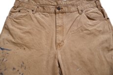 画像4: Dickiesディッキーズ ペンキ飛び ダック地 ペインターパンツ 茶 W40 L32★22 (4)