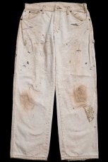 画像2: Dickiesディッキーズ ペンキ飛び&汚れ ダック地 ペインターパンツ ボロ 茶 フェード W34 L30★19 (2)