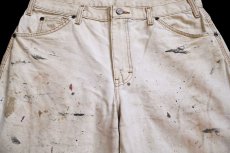 画像4: Dickiesディッキーズ ペンキ飛び&汚れ ダック地 ペインターパンツ ボロ 茶 フェード W34 L30★19 (4)