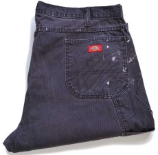 画像1: Dickiesディッキーズ ペンキ飛び&ダメージ ダック地 ペインターパンツ 黒 フェード W44★24 特大 (1)