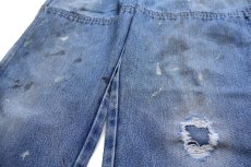 画像8: Dickiesディッキーズ ペンキ飛び&ダメージ ダブルニー デニム ワークパンツ ボロ W31 L32 (8)