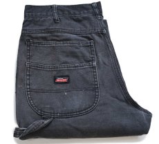 画像1: Dickiesディッキーズ ペンキ飛び ダブルニー ダック地 ペインターパンツ 黒 フェード W34 L30★25 (1)