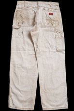 画像3: Dickiesディッキーズ ペンキ飛び&汚れ ダック地 ペインターパンツ ボロ 茶 フェード W34 L30★19 (3)