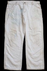 画像2: 00s Dickiesディッキーズ ペンキ飛び ダック地 ペインターパンツ 茶 フェード W42 L30★20 (2)