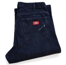 画像1: Dickiesディッキーズ ペンキ飛び ブラック デニムパンツ W33 (1)